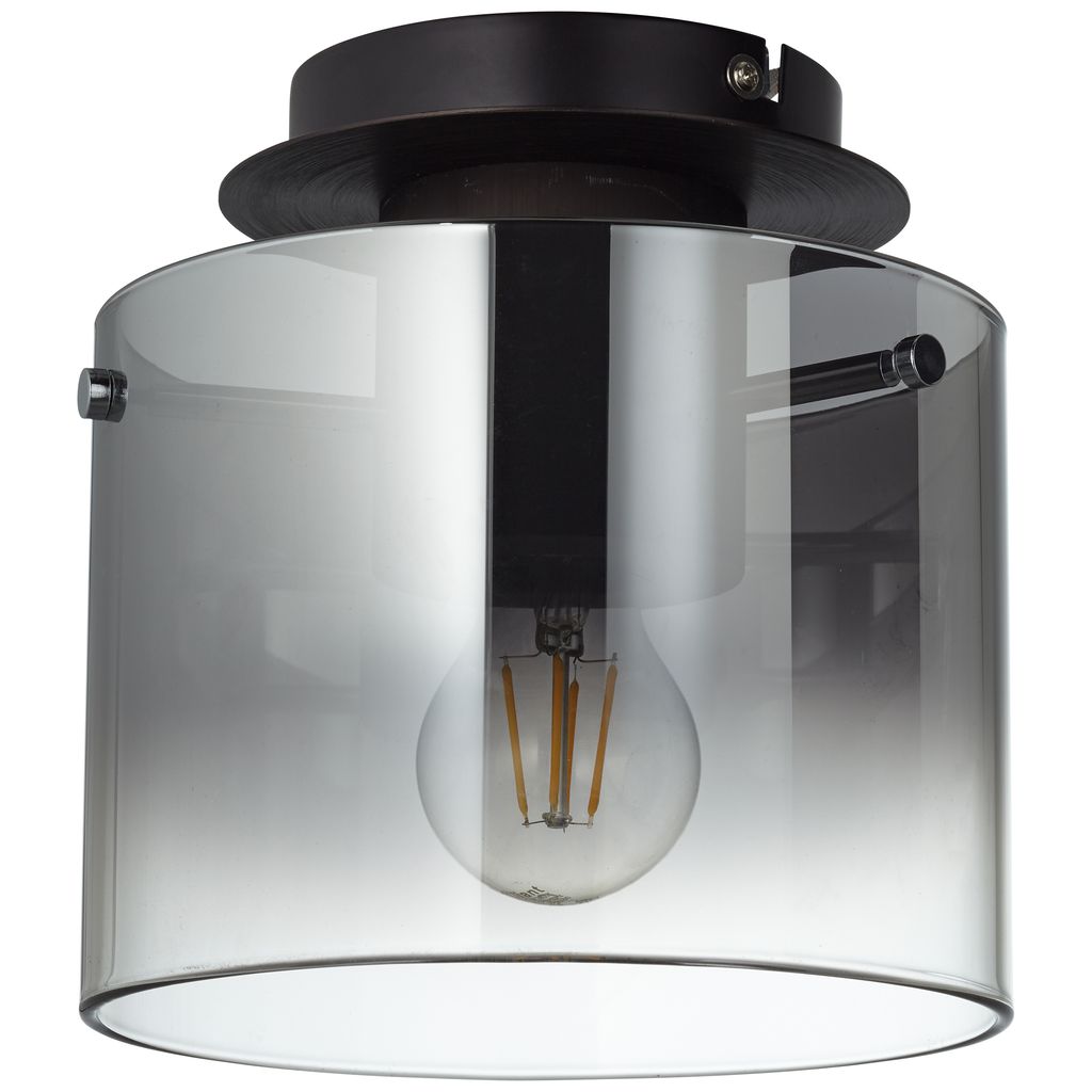 Deckenleuchte LED, 1*E27 max. 60 Watt ohne Glühlampe, Höhe: ca.20cm D: ca.20cm,Farbe = Kaffee/rauchglas