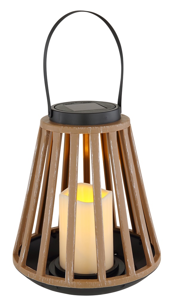 Solarlaterne, Holzoptik, Fire Effect