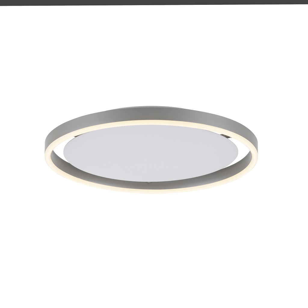 Aluminiumfarbene LED Deckenleuchte, SwitchDim