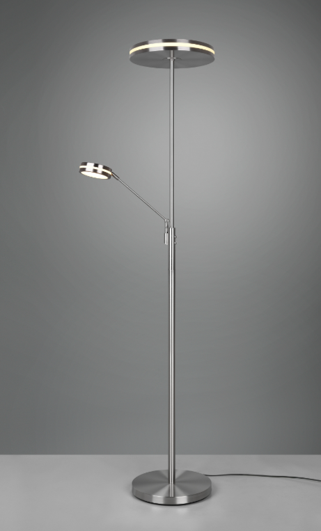 Deckenfluter mit Lesearm, nickelmatt