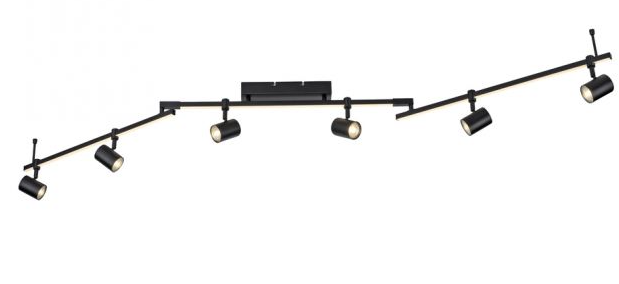 6 flam. Deckenstrahler, integrierter LED Stripe, separat schaltbar