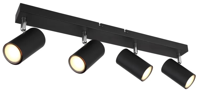 Deckenstrahler schwarz matt, 4x GU10 Fassung