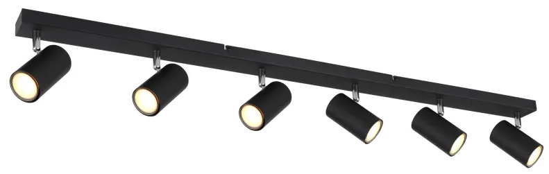 Deckenstrahler schwarz matt, 6x GU10 Fassung