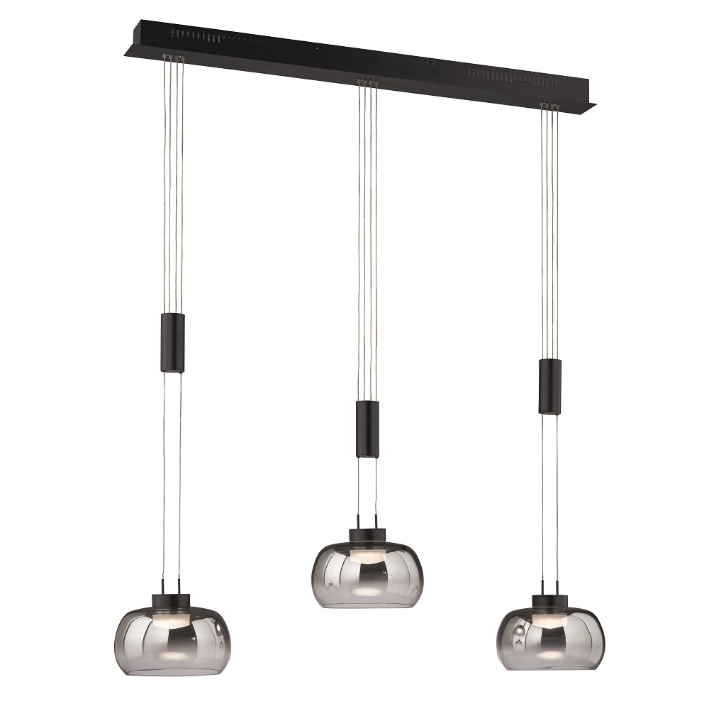 LED Pendelleuchte, SwitchDim, höhenverstellbar, Rauchglas, ZT1