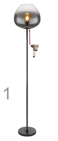 Stehleuchte, Rauchglas, Schwarz, E27, ZT1