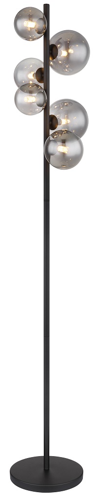 Stehleuchte, Rauchglas, Fußschalter, inkl. G9, ZT1
