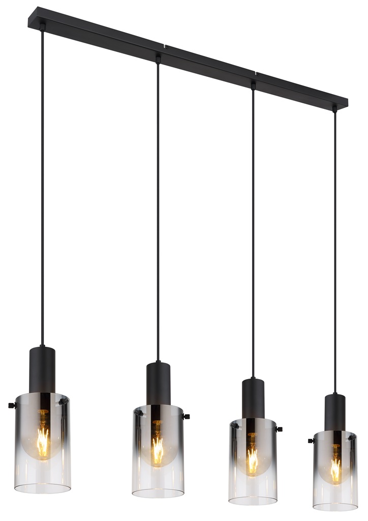 Pendelleuchte, E27 Fassung, Metall, Schwarz matt