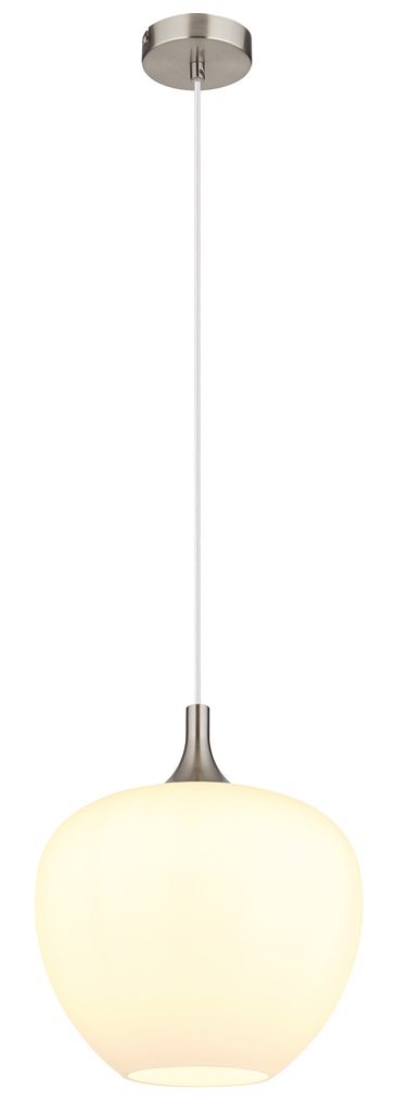 Pendelleuchte, Glas Opal, 1 flammig, Nickel matt, ZT2