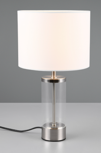 Tischleuchte, Nickel matt, E14, Schirm = weiß