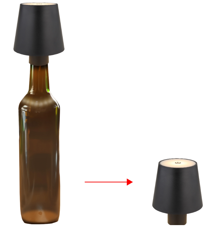 Flaschenaufsatzleuchte, Akku, schwarz