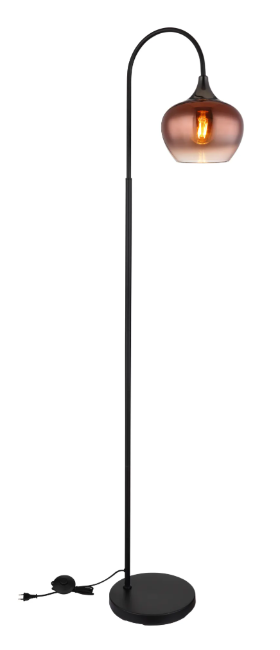 Stehleuchte, Glas Kupferfarben, Schnurschalter, ZT1