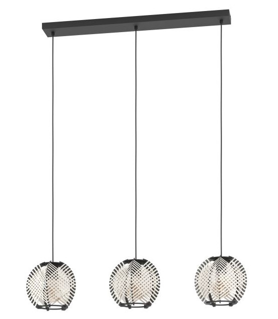 Pendelleuchte, Holz, Weiß, 3-flammig, Höhe einstellbar, ZT3