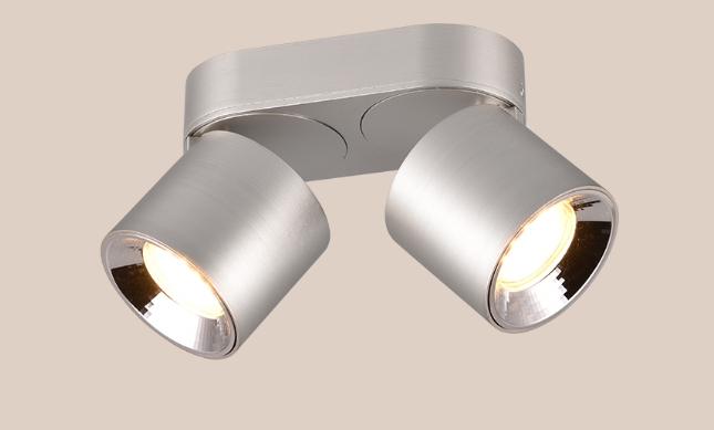 Ein/Aufbau Strahler, 2-flammig, GU10, Nickel matt, schwenkbar