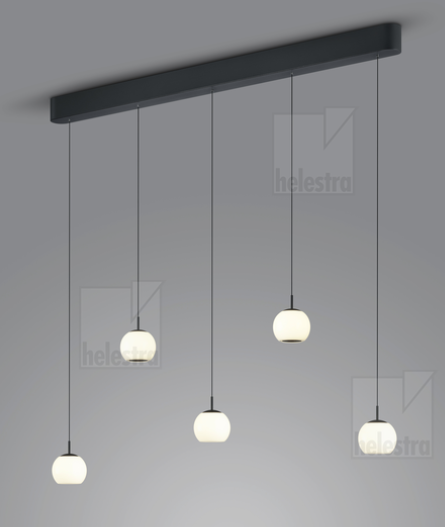 LED Pendelleuchte 5 flammig mattschwarz