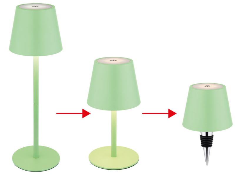 LED Akkutischleuchte grün metall