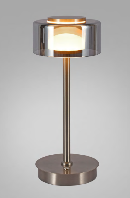LED Tischleuchte, Tastdimmer, DTW, CRI 90+, Rauchglas