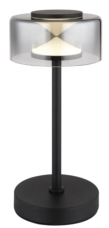 LED Tischleuchte, Wippschalter, Rauchglas