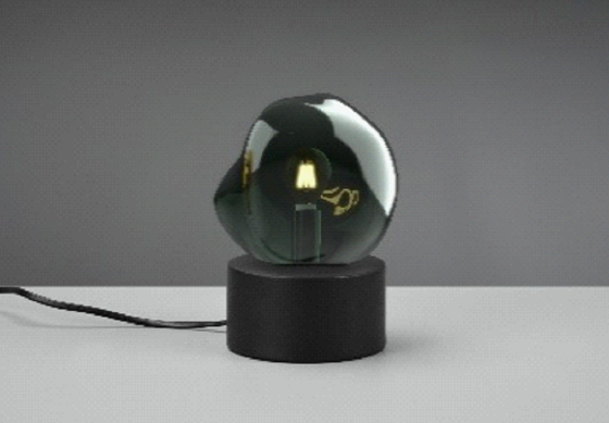 Tischleuchte, E14, Schwarz, Glas grün