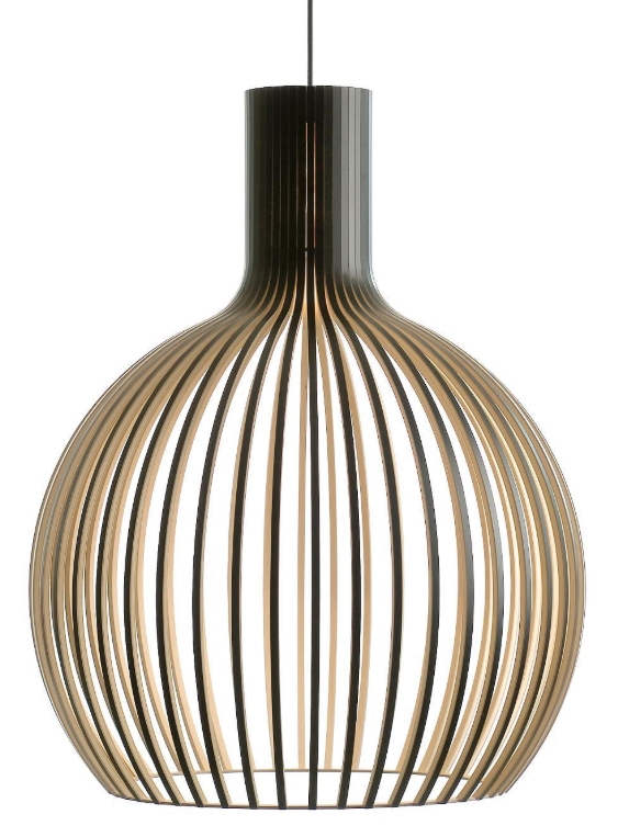 Designer Pendelleuchte, Birke - Schwarz laminiert, E27