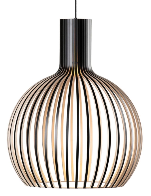 Designer Pendelleuchte, Birke - Schwarz laminiert, E27