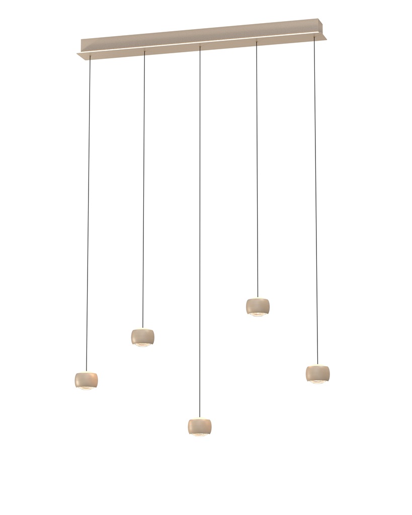LED Pendelleuchte, 5-flammig, Sandfarben