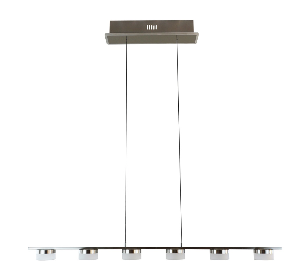 LED Pendelleuchte, 6-flammig, Nickel matt