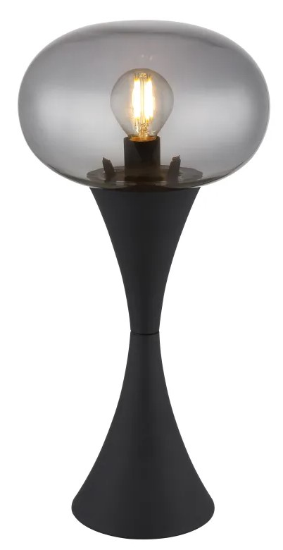 Tischleuchte, Schnurschalter, Rauchglas