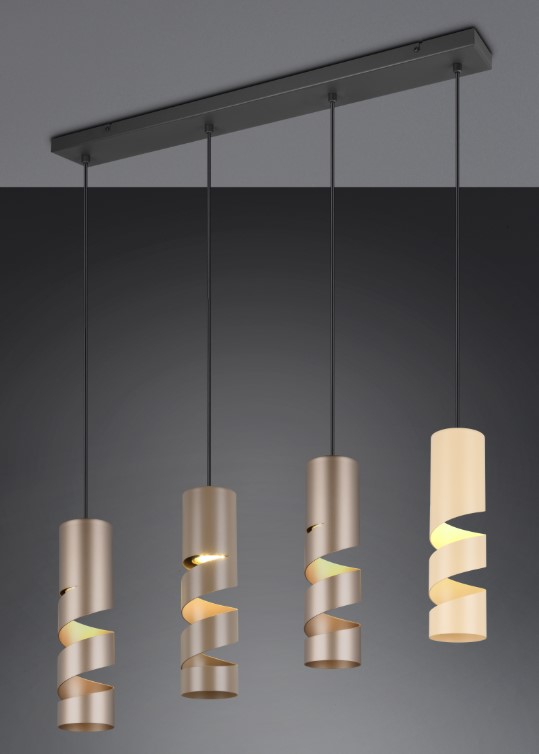 Pendelleuchte, 4-flammig, Coffee, Taupe, Beige