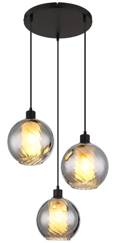 Pendelleuchte, Glas rauchfarben, E27
