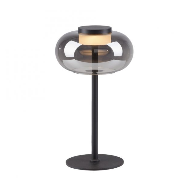 LED Tischleuchte, Rauchglas, Schnurschalter