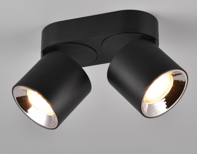 2-flammiger Deckenstrahler, Farbe Schwarz, GU10