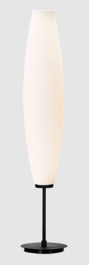 Stehleuchte, Glas formschön oval, schwarz, Höhe = 135 cm, Dimmer