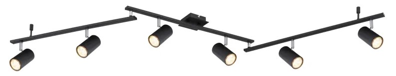 Strahler, 6-flammig, Schwarz, GU10