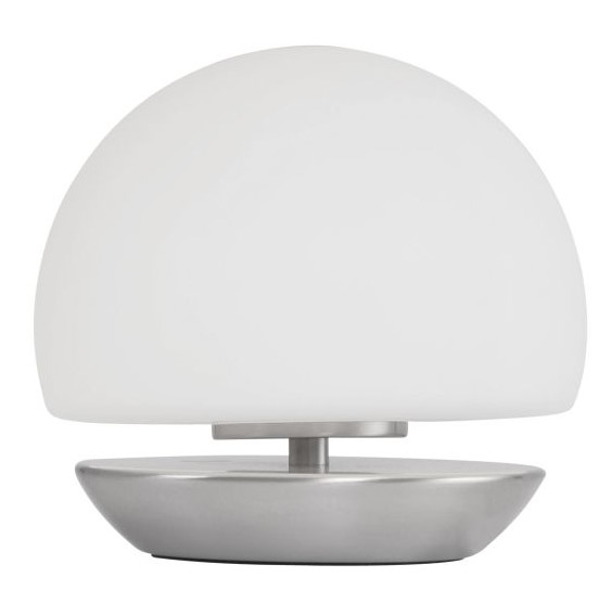 LED Tischleuchte, Opalglas, Stahlfarben, 3-stufig dimmbar, G9 inkl.