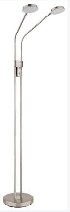 LED Stehleuchte, nickel matt, getrennt schaltbar, Touchdimmer