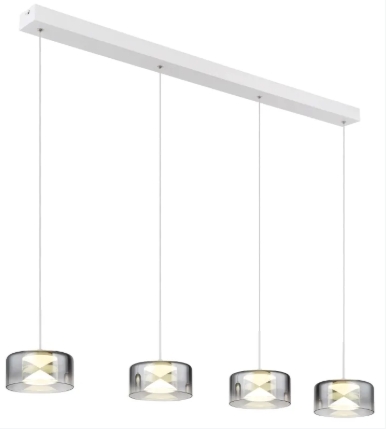 LED Pendelleuchte, Rauchglas, Höhenverstellbar, 4 flammig