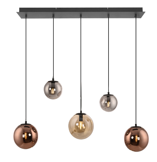 Pendelleuchte, 5-flammig, Multicolor, E14