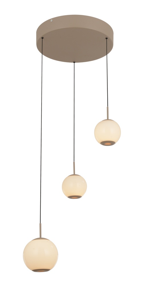 LED Pendelleuchte, Sandfarben, Opalglas, 3-stufig dimmbar