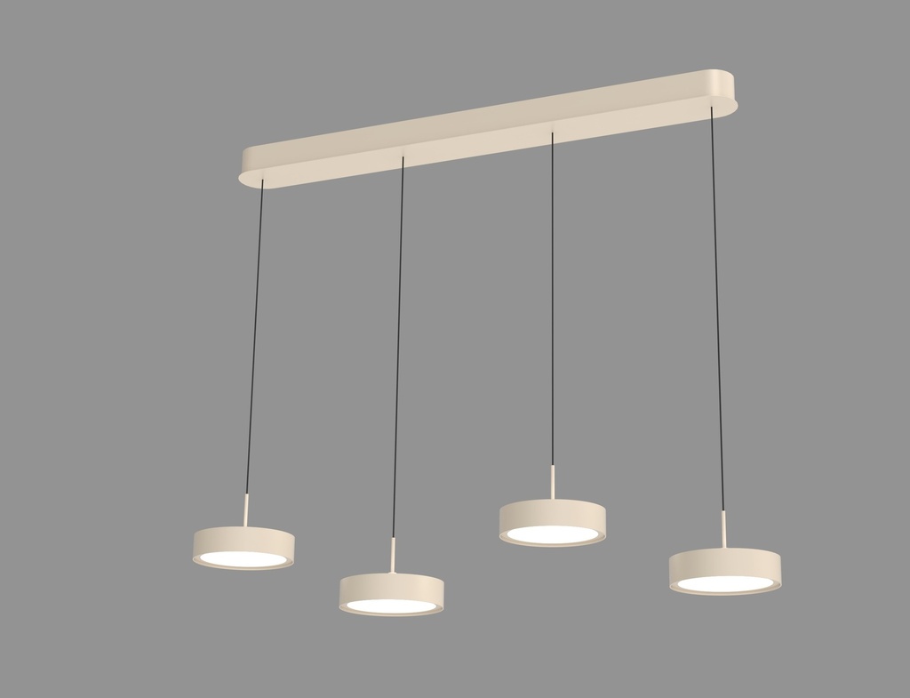 LED Pendelleuchte, 4-flammig, Sandfarben, 3-stufig dimmbar