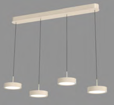 LED Pendelleuchte, 4-flammig, Sandfarben