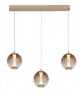 LED Pendelleuchte, 3-stufig dimmbar, Rauchglas