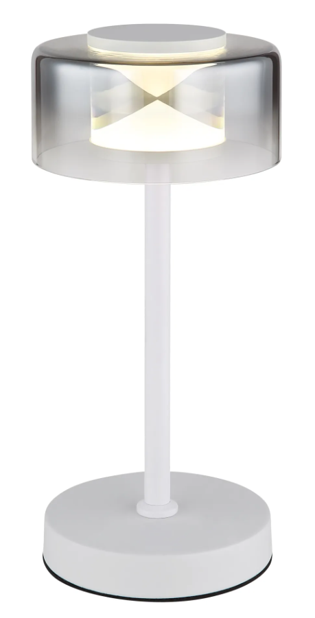 LED Tischleuchte, Rauchglas, Wippschalter