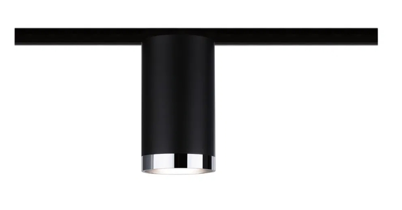 Schiene 230V, 1 * GU10 max. 10 Watt LED ohne Glühlampe, B/H/T: ca.6x11x6cm(Farbe:Schwarz matt,Chrom)