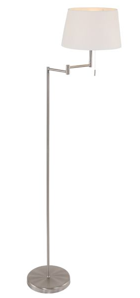 Stehleuchte, Schirm Weiß, Schwenkbar, 1 x E27 Fassung, Zugschalter