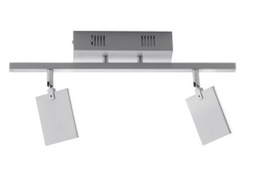 2 flammiger, Aluminium farbener Deckenstrahler, inkl. Fernbedienung