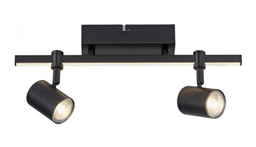 2 flam. schwarzer Deckenstrahler, mit integriertem LED Stripe