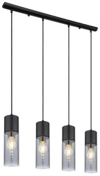 Pendelleuchte schwarz matt, Glas rauchfarben