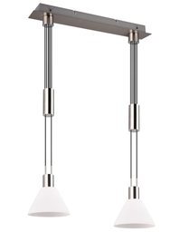 Pendelleuchte, Nickel matt, E27, Opalglas