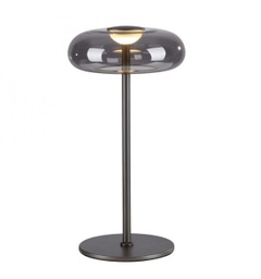 LED Tischleuchte, Memory, Schnurdimmer, Rauchglas