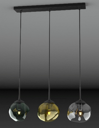 Pendelleuchte, E14, Schwarz, farbige Gläser